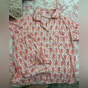 Pink and Orange Monkey Print Pajama Set